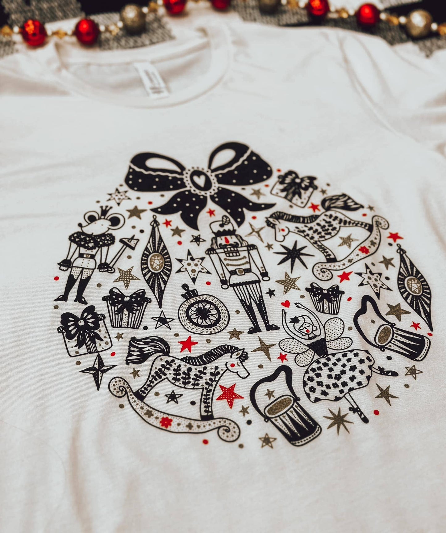 Nutcracker Christmas Vintage White Short Sleeve Tee