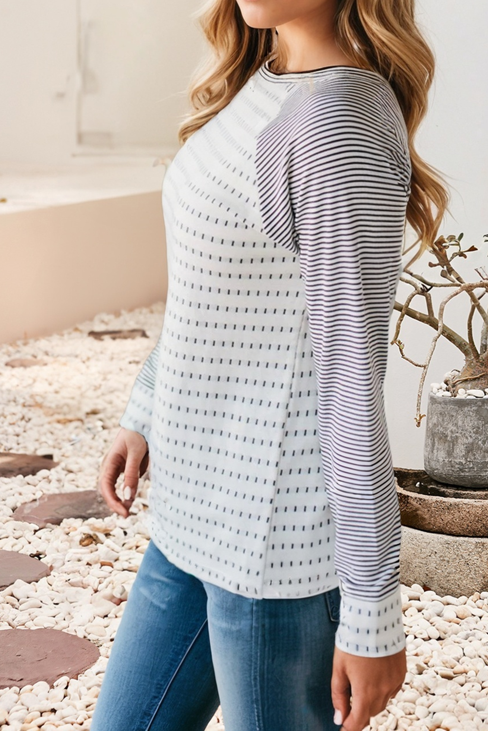 Ultra Soft Striped Raglan Long Sleeve Top