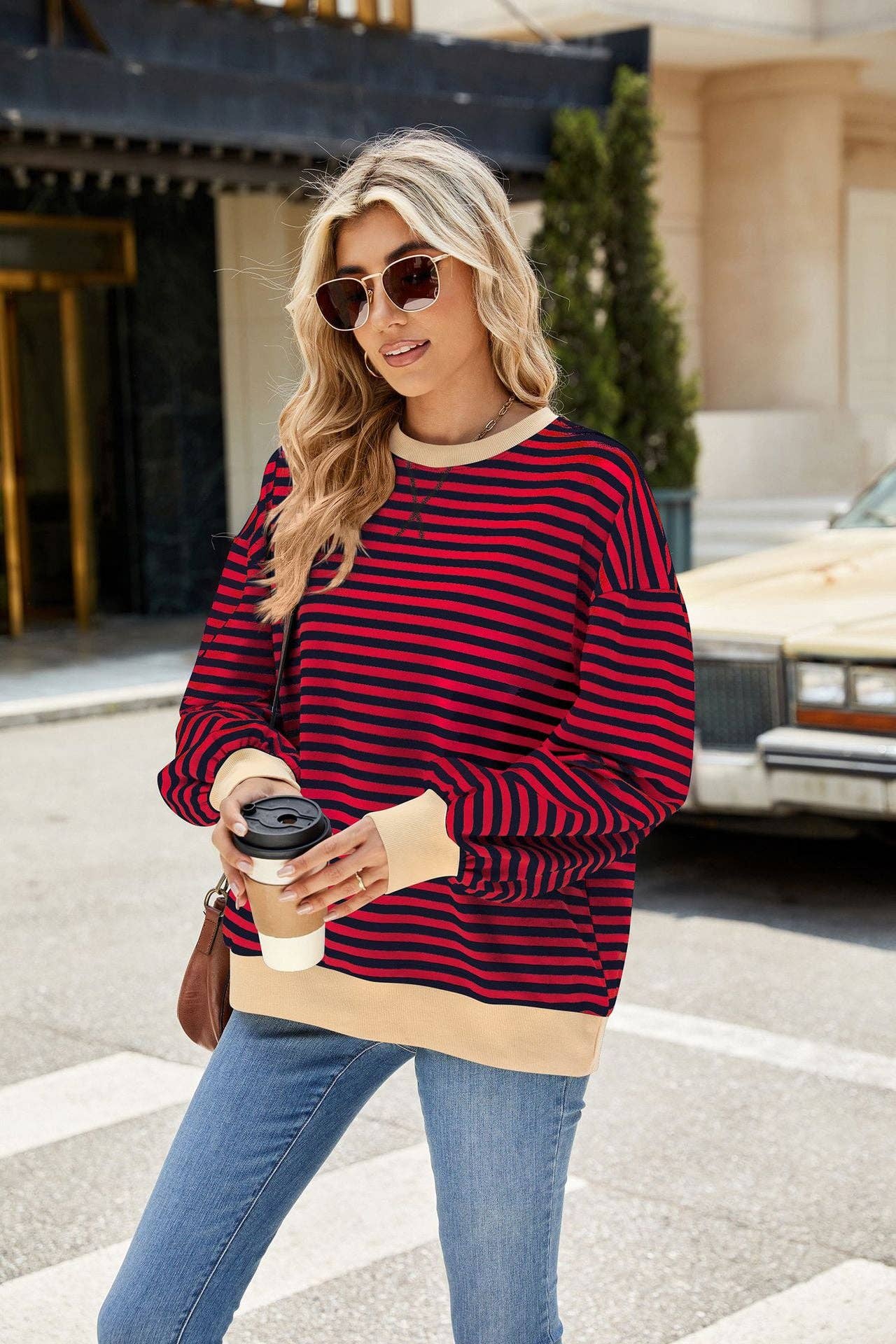 Striped Crew Neck Sweatshirt