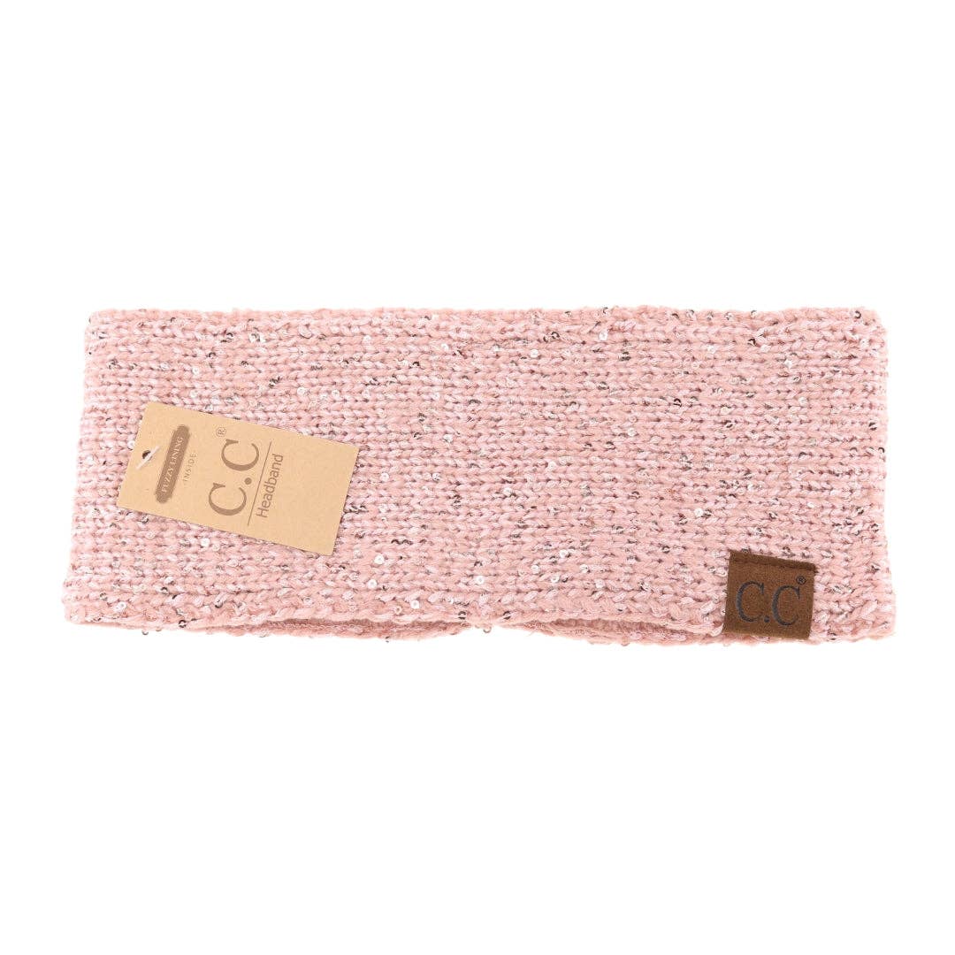 Fuzzy Lined Scatter Sequin Fashion Headband for Women