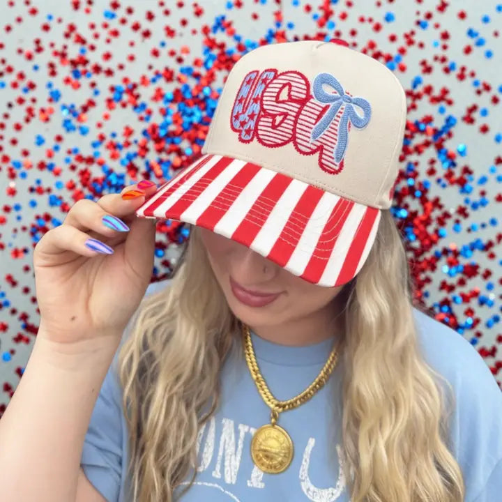 USA Bow Stripe Trucker Hat