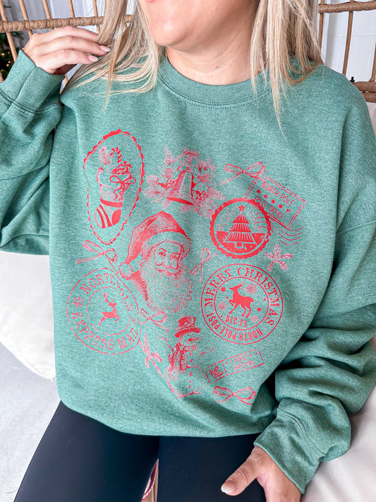 Christmas Postage Stamp Sweatshirt