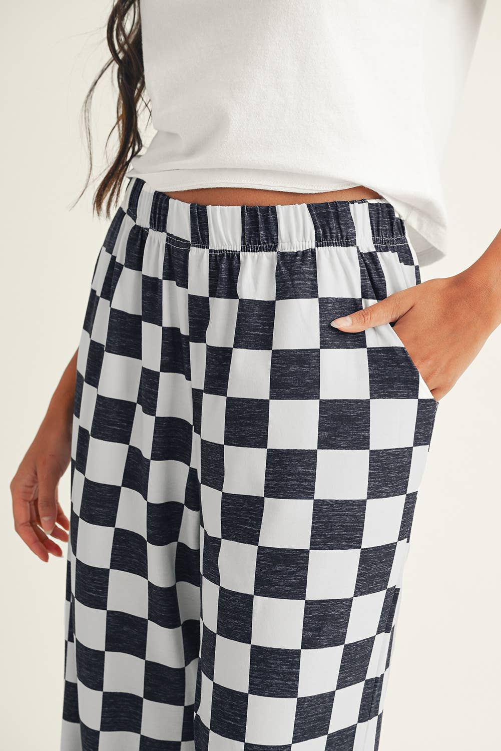 Black & White Checked High Waist Pants