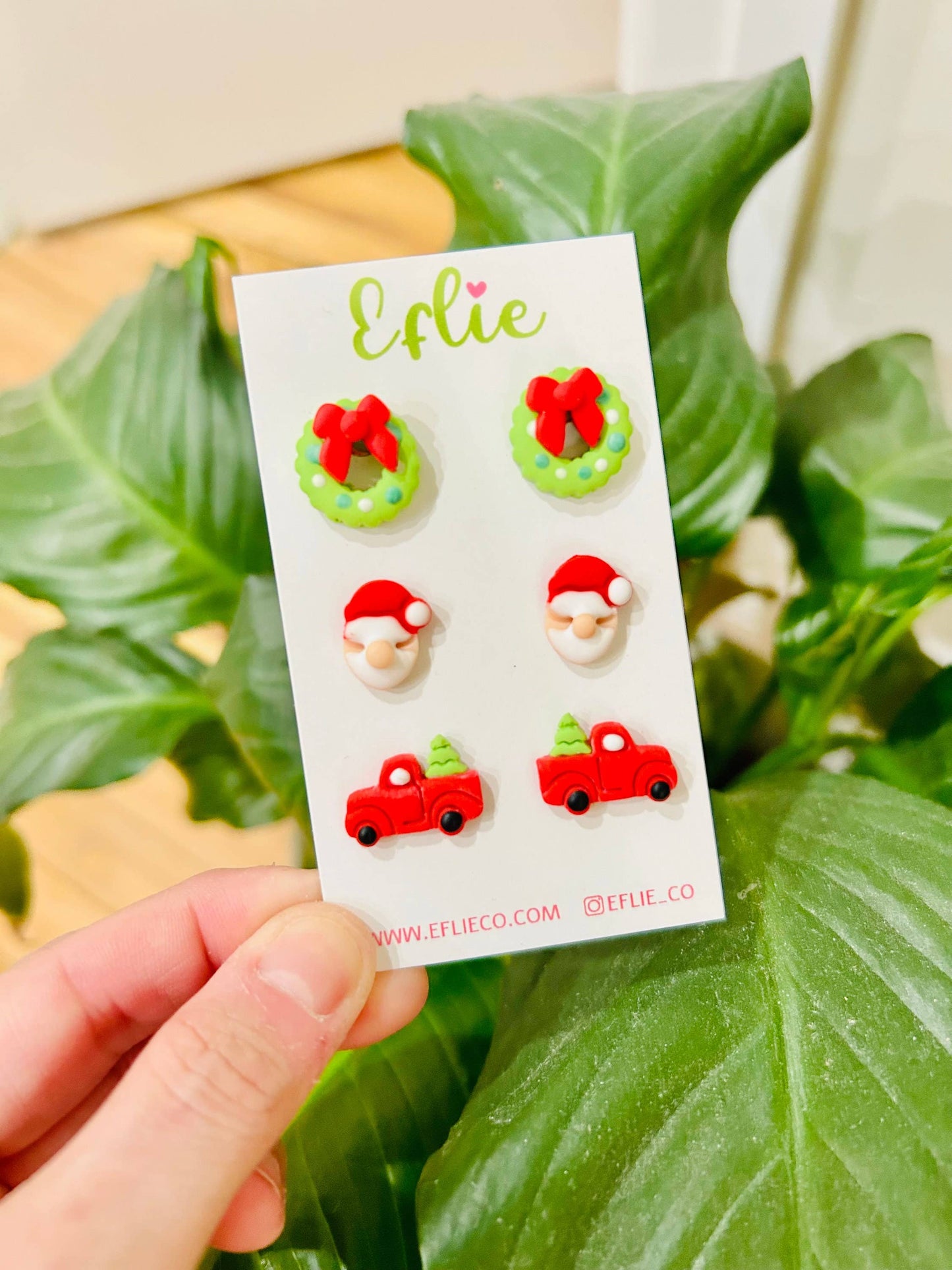 Christmas Santa, Wreaths & Tree Studs Set