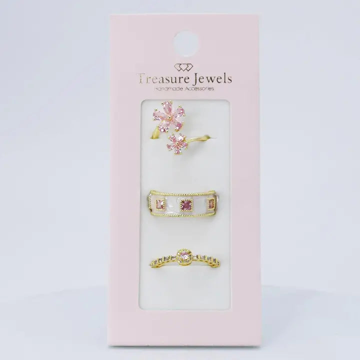 Treasure Jewels Pretty in Pink Stackable Ring Set