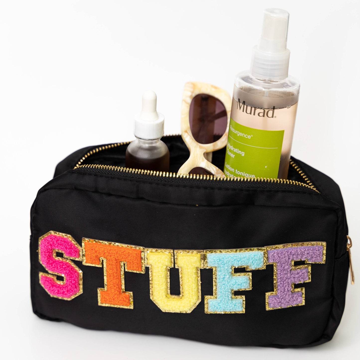 STUFF Chenille Letter Bag Travel Makeup Pouch