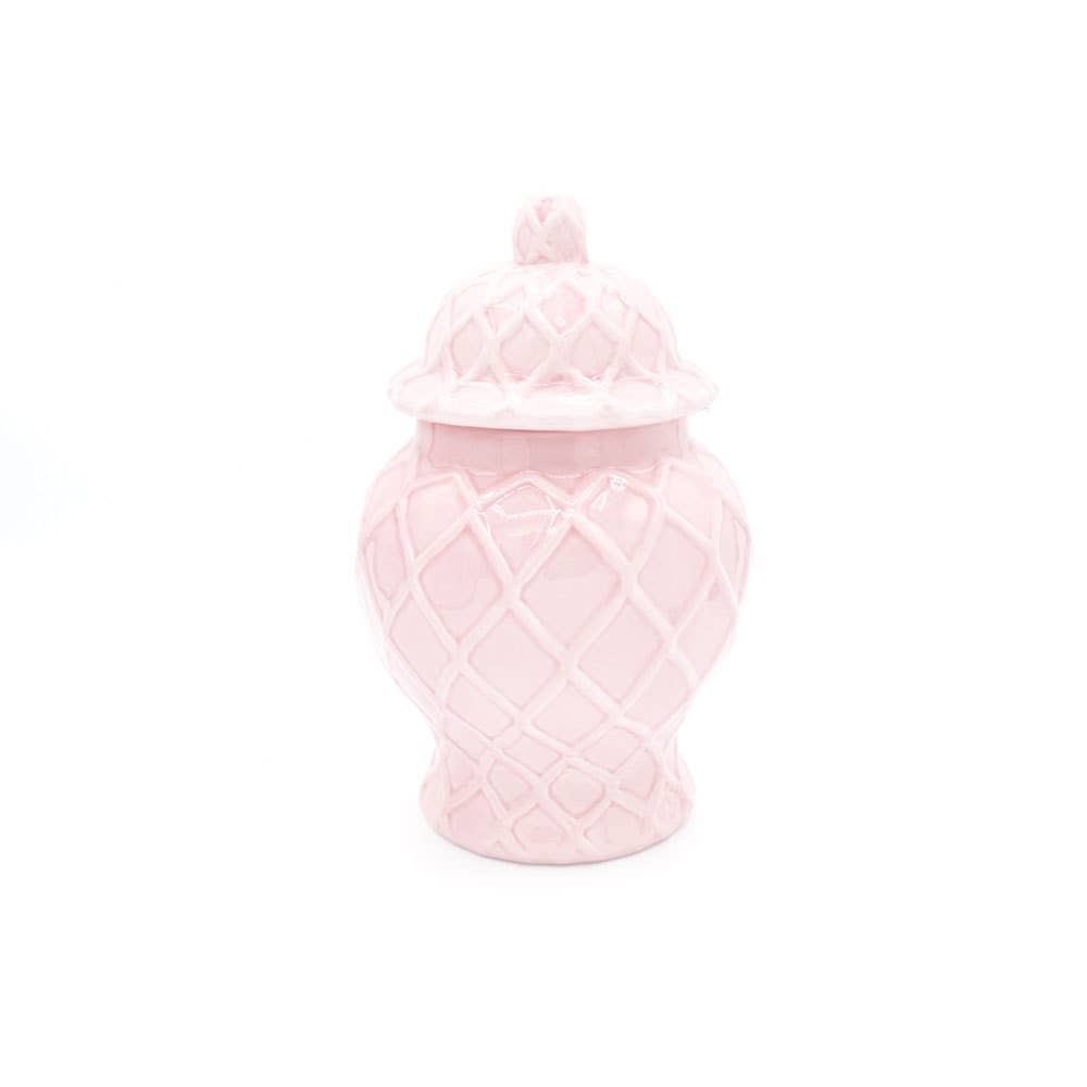 Pink Textured Ginger Jar – Decorative Ceramic Vase with Lid