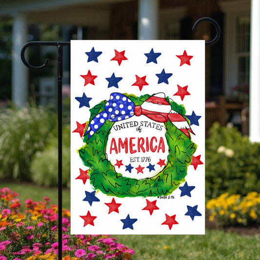 America Wreath Garden Flag