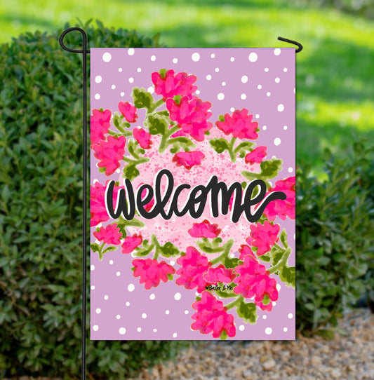 Pink Blossom Welcome Garden Flag