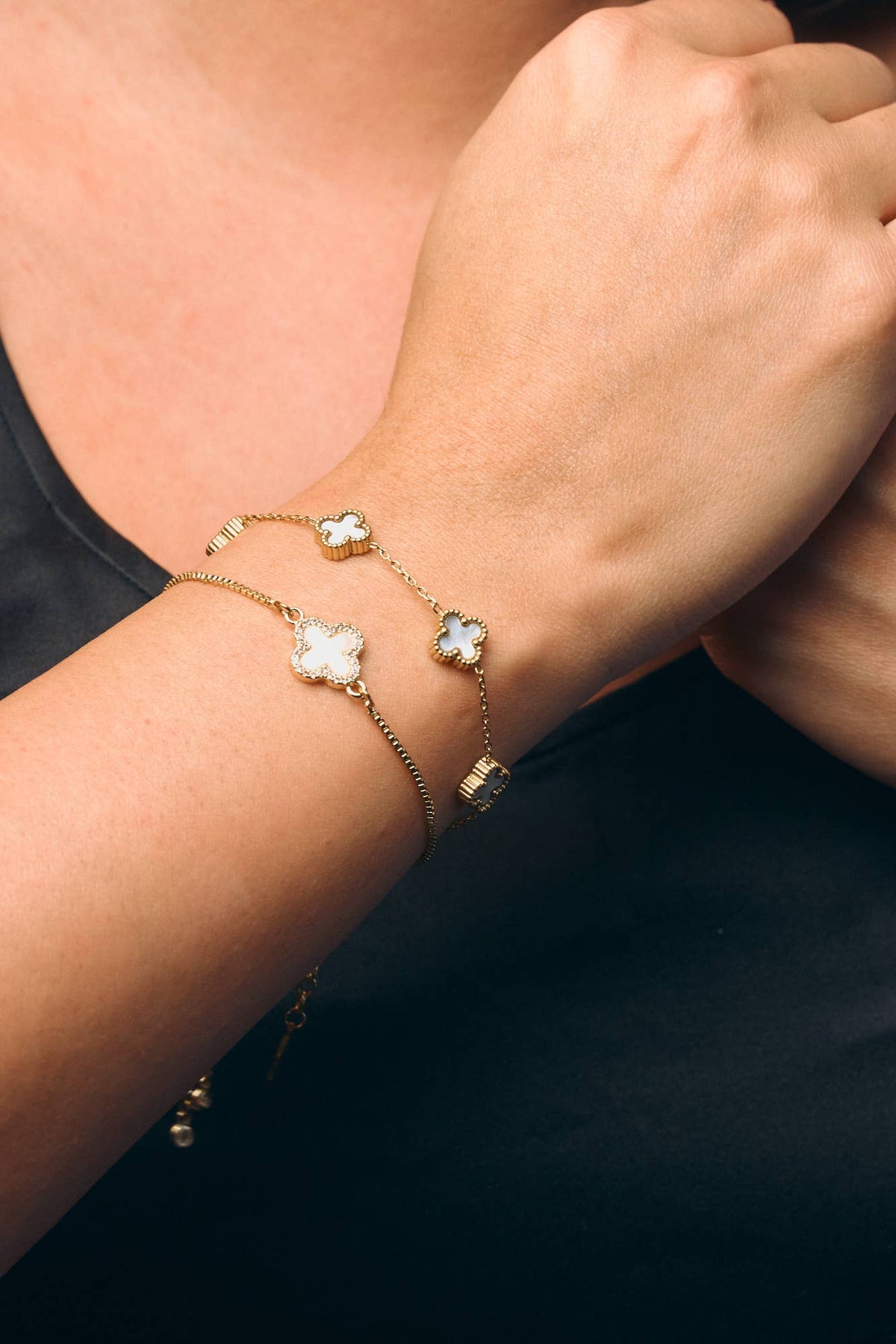 Nikki Smith Designs Mini White Flora Gold Bracelet