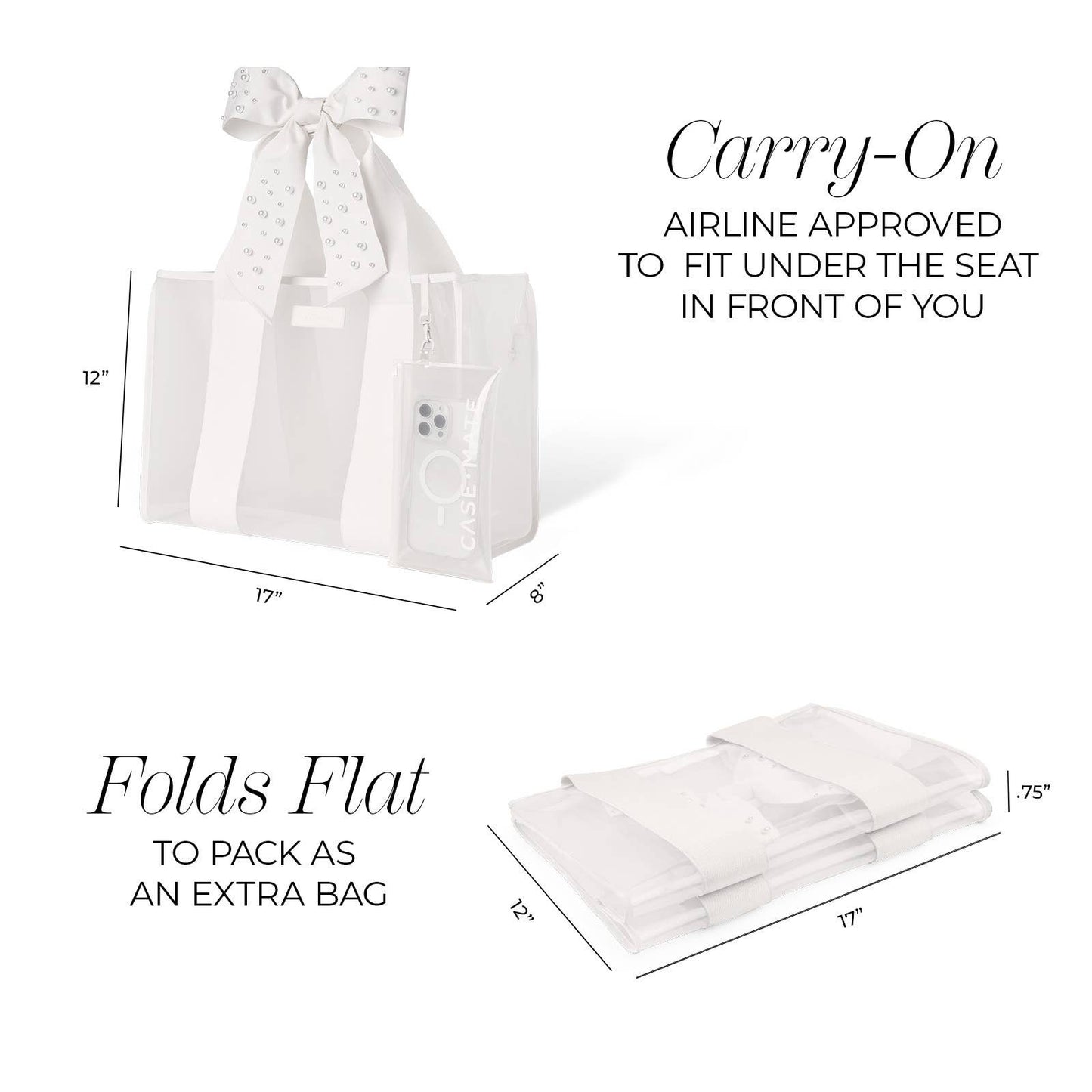 Case-Mate Ivory Pearl Bow Jelly Tote – Waterproof Beach & Travel Bag