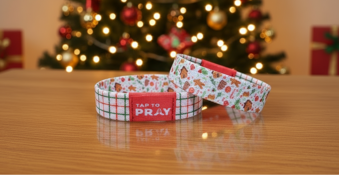Versible Tap To Pray Peppermint Plaid Wristband