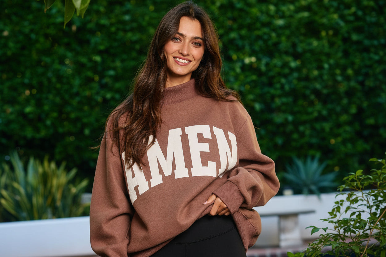Bucketlist 'WWJD & AMEN' Reversible Mock Neck Sweatshirt