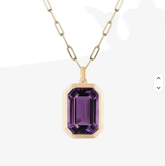 18K Gold Stainless Steel Emerald-Cut Pendant Necklace