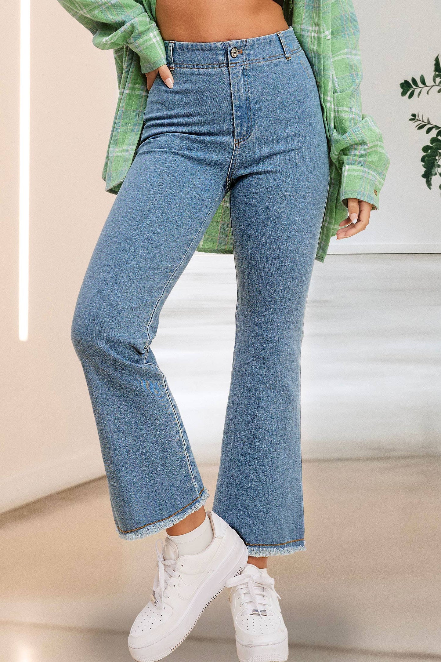 Stretchy High Waisted Flare Pants