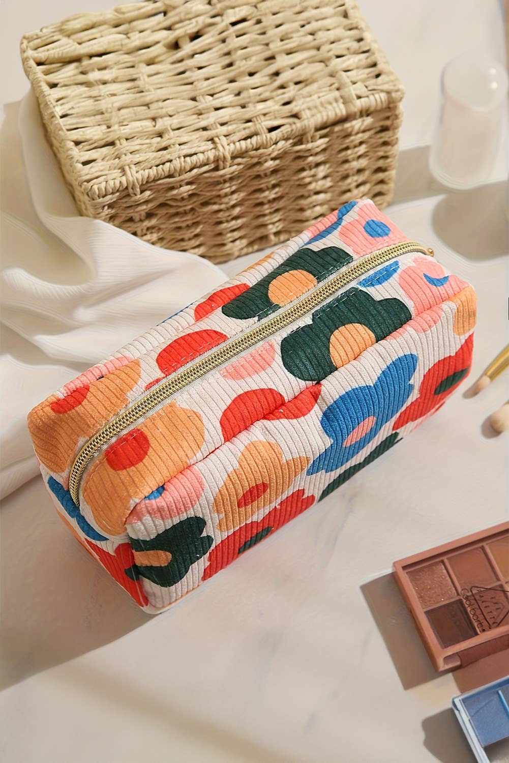 Flower Print Cosmetic Bag