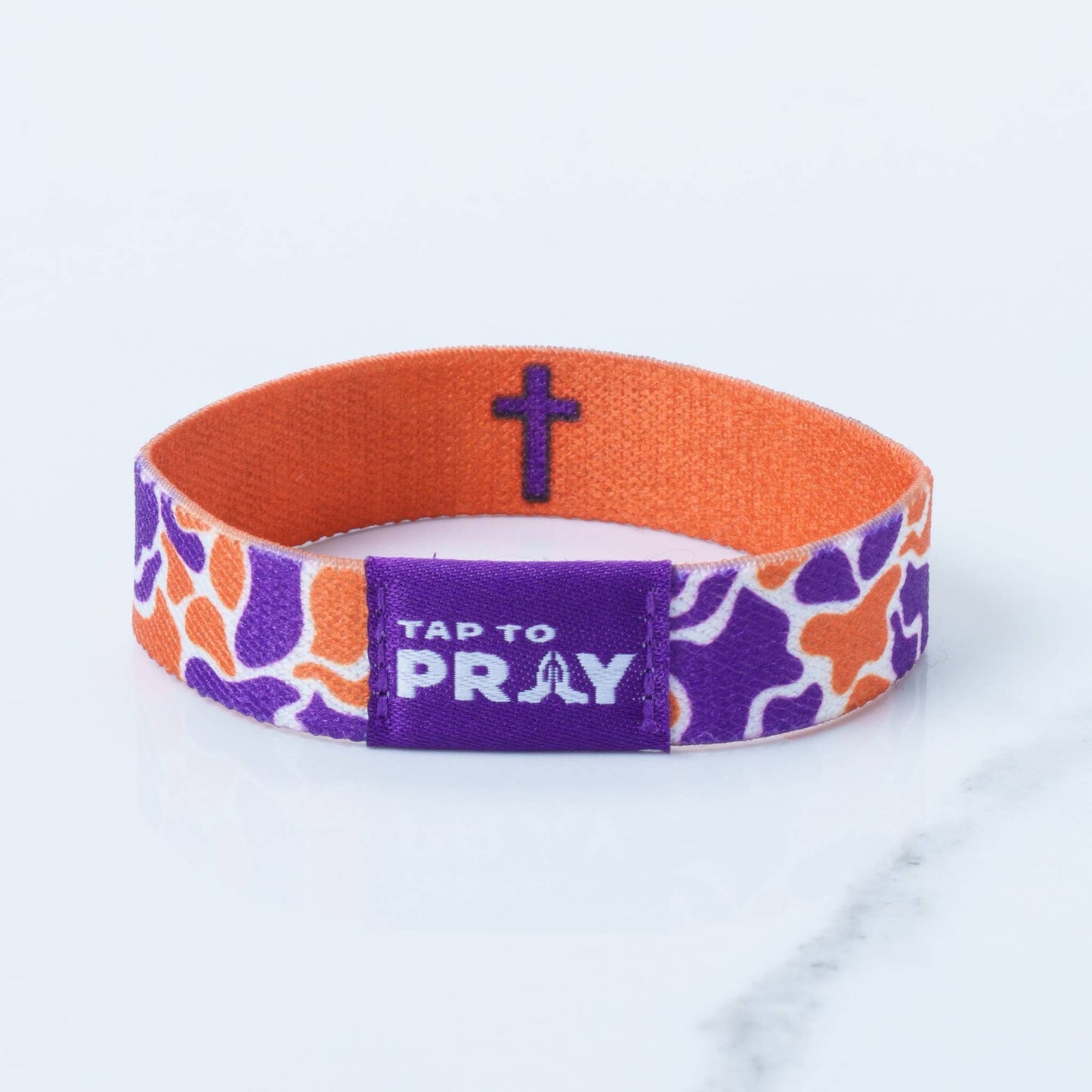 Versible Tap To Pray Wristbands - Team Camo - Orange & Purple