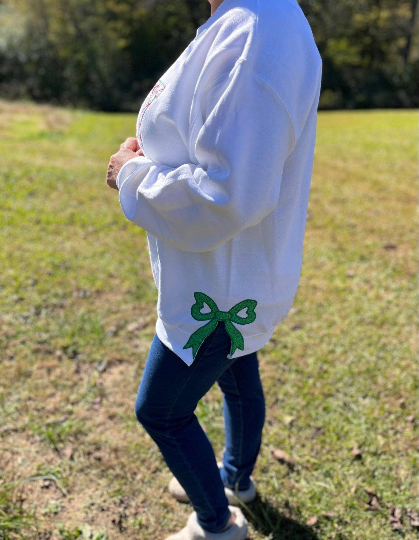 Merry and Bright Side Bow Sweatshirt