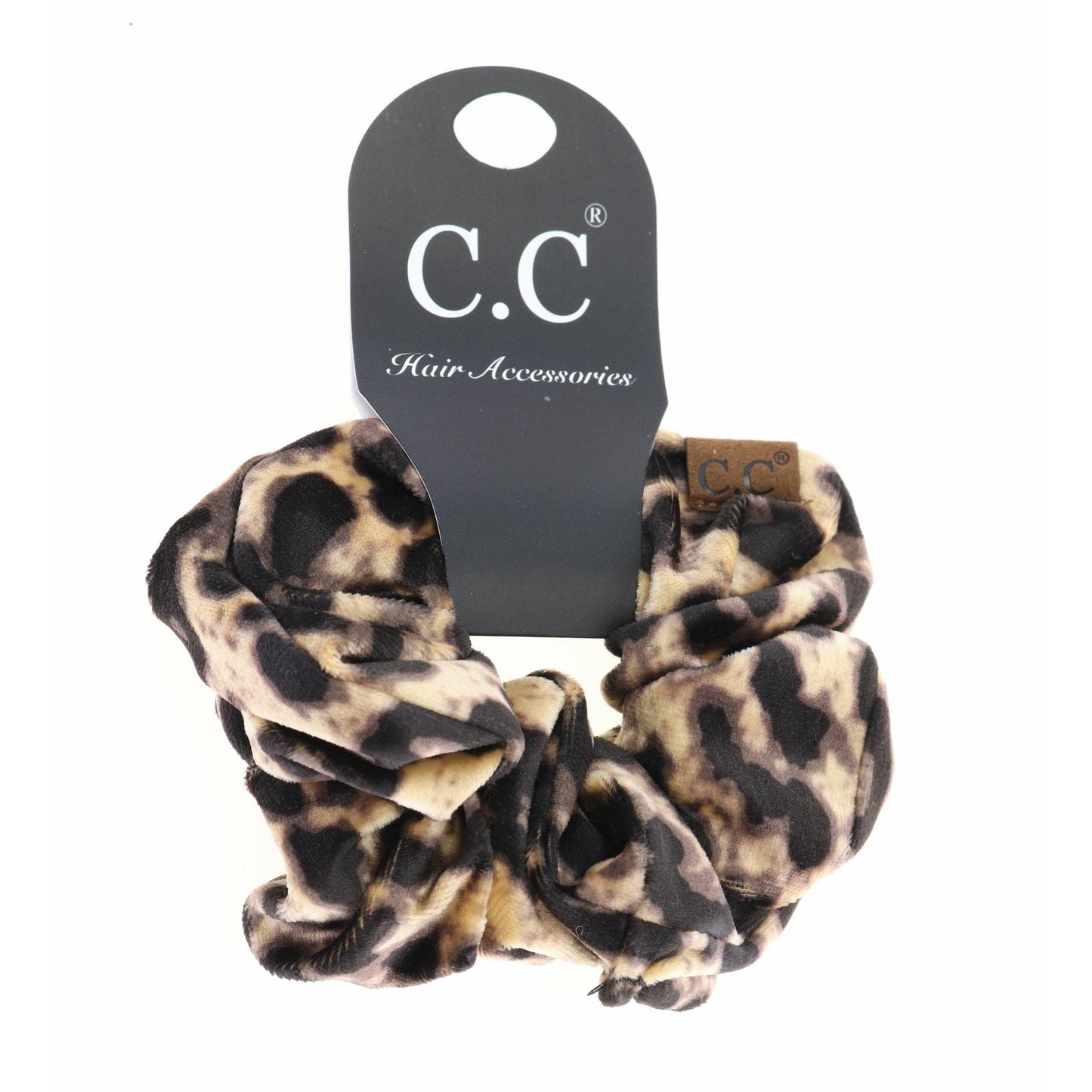 Leopard Print Velvet Ponytail C.C Women's Scrunchie