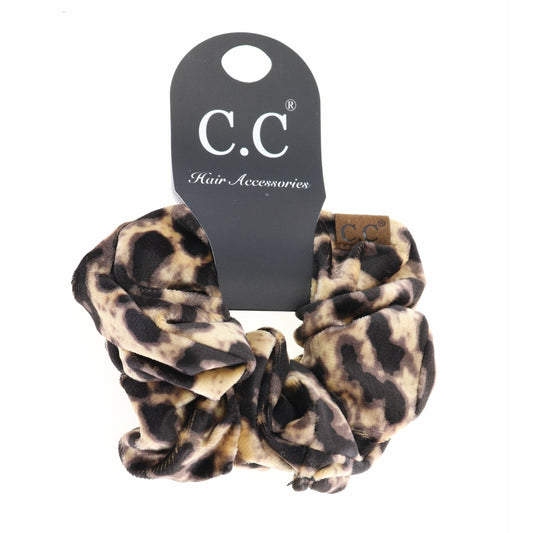Leopard Print Velvet Ponytail C.C Women's Scrunchie