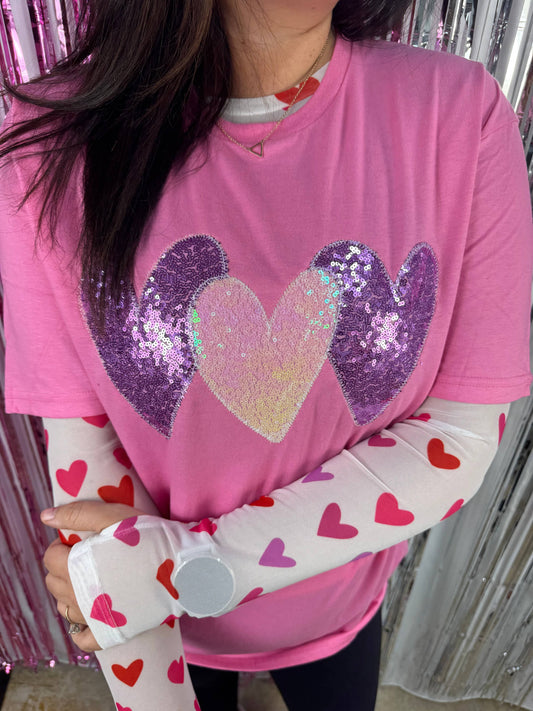 Valentine Heart Trio Embroidered Short Sleeve