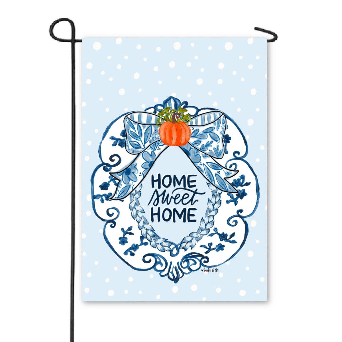 Blue & White Chinoiserie Pumpkin Garden Flag