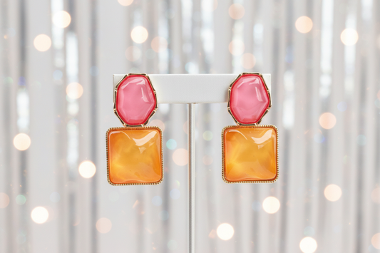 Alana Pink & Orange Gemstone Earrings