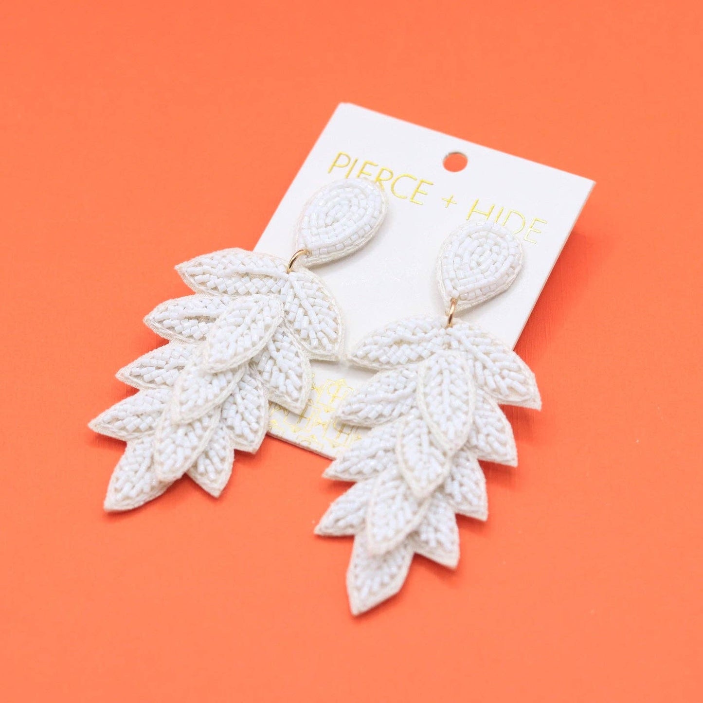 White Tiered Leaf Earrings