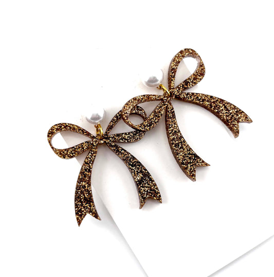 Bronze Shimmer Bow Earrings
