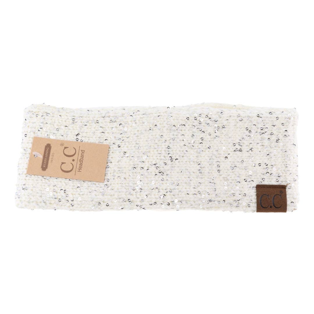 Fuzzy Lined Scatter Sequin Fashion Headband for Women