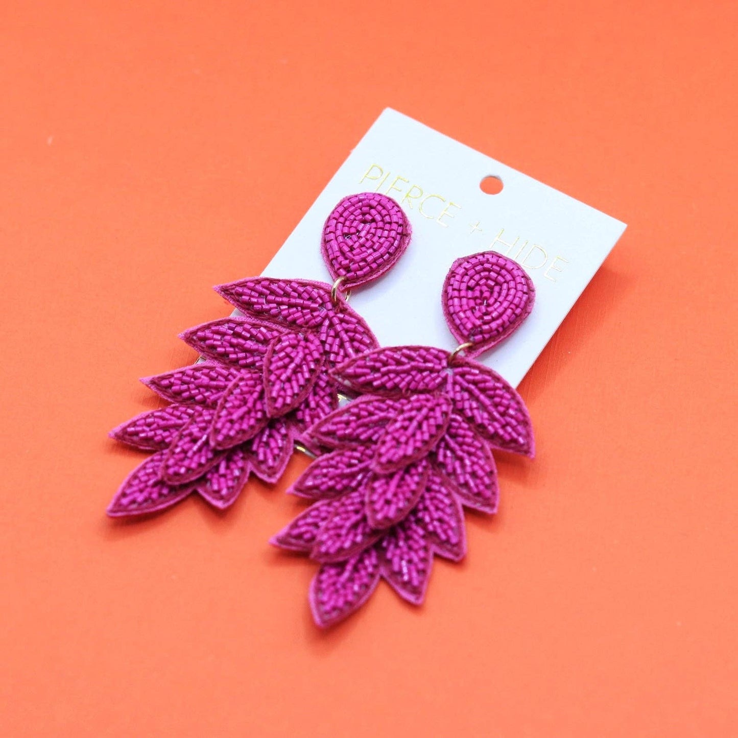 Pink Tiered Leaf Earring