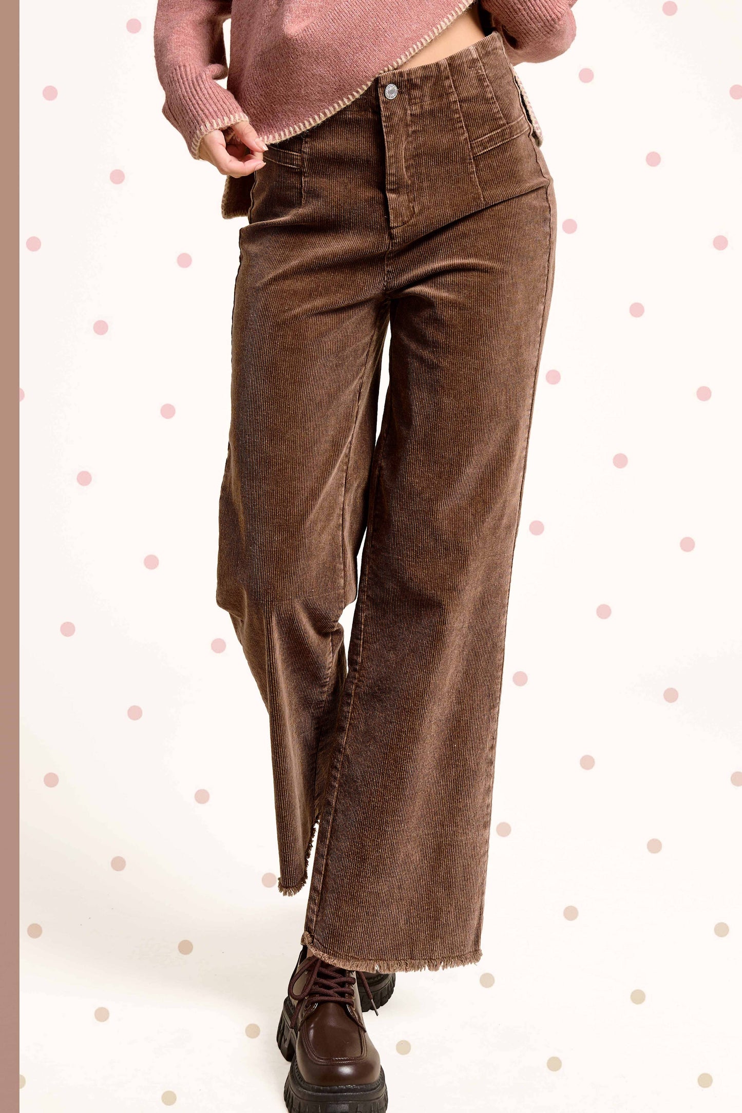 La Miel High Waisted Wide Leg Corduroy Pants