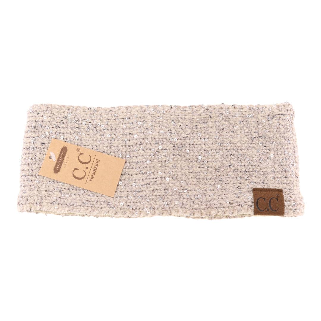 Fuzzy Lined Scatter Sequin Fashion Headband for Women