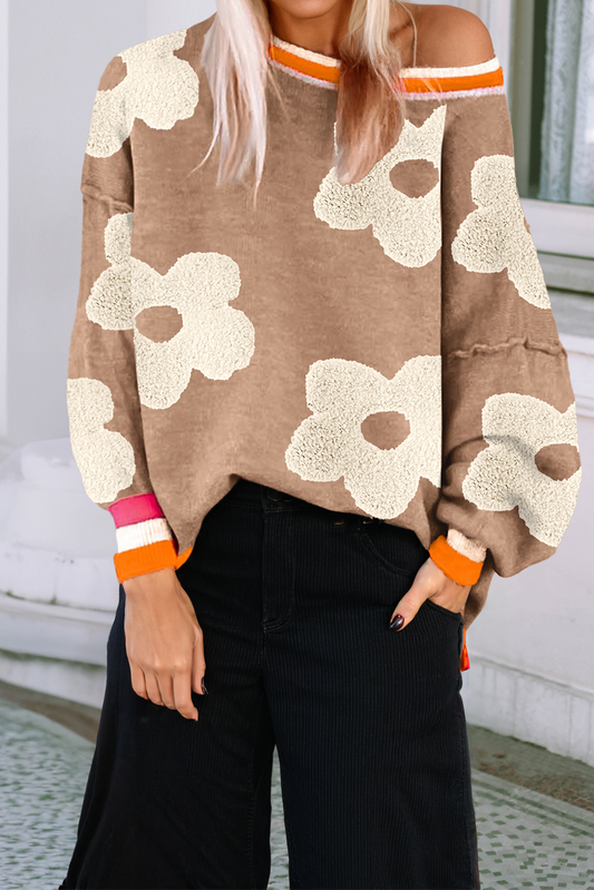 Retro Floral Knit Sweater
