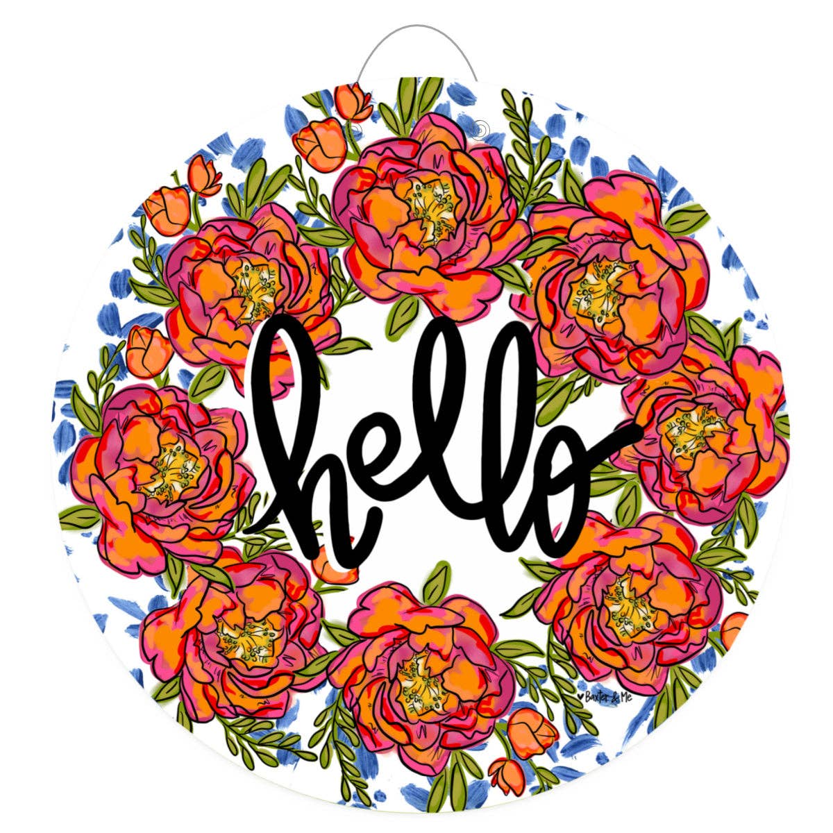 Hello Peony Wreath Door Hanger