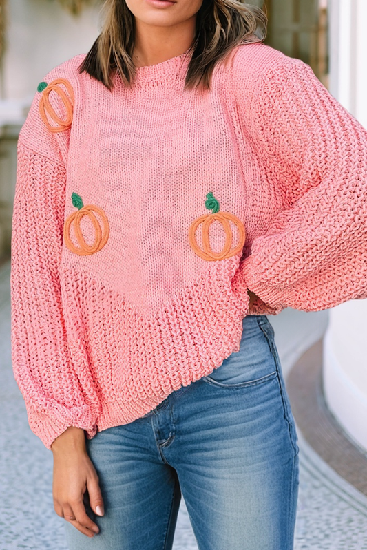Pink Pumpkin Patch Knit Sweater