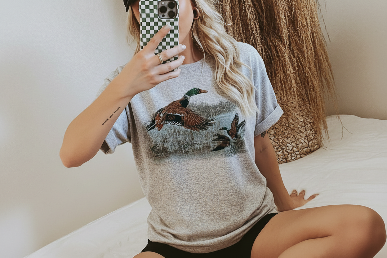 Retro Duck Scene Grey Tee