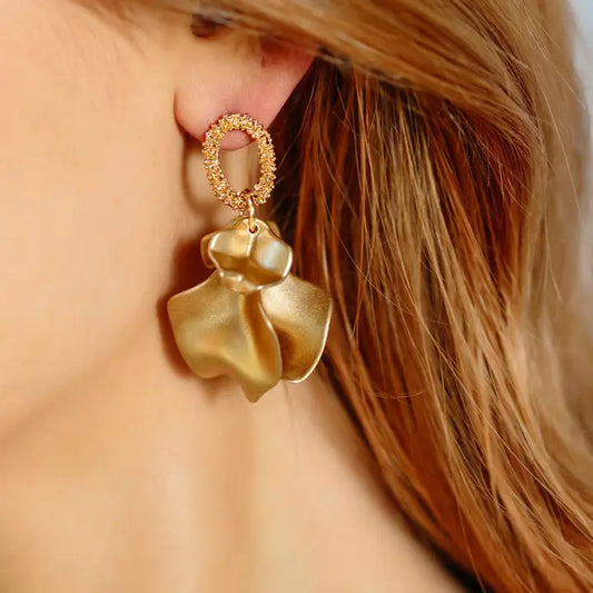 gold leaf statement earrings