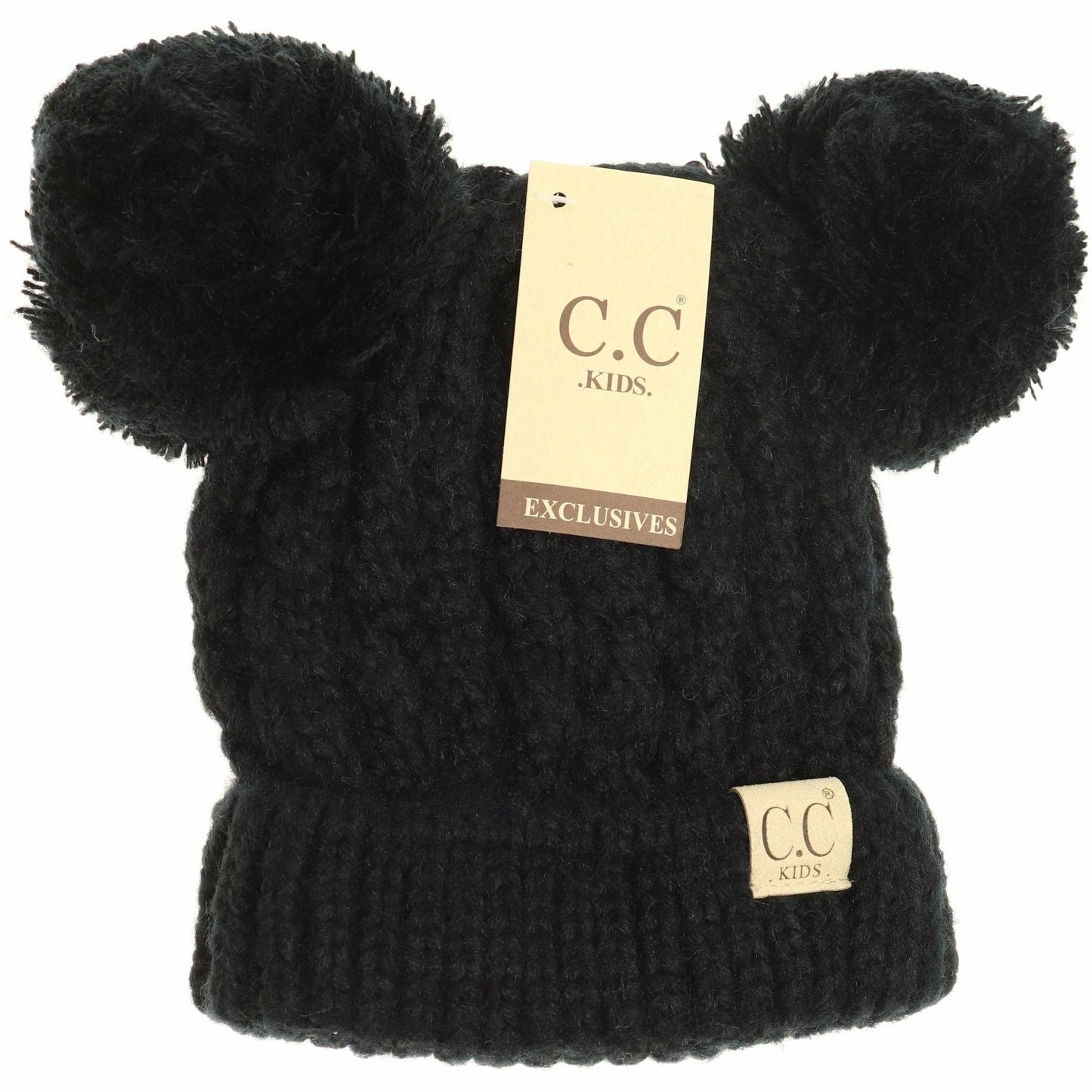 Kids Solid Double Pom CC Beanies