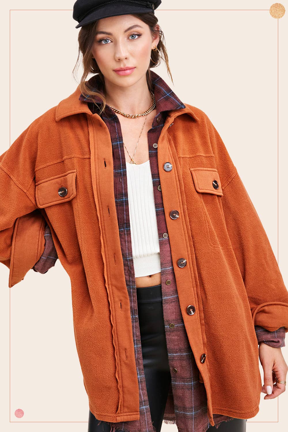 La Miel Button Down Fleece Shacket