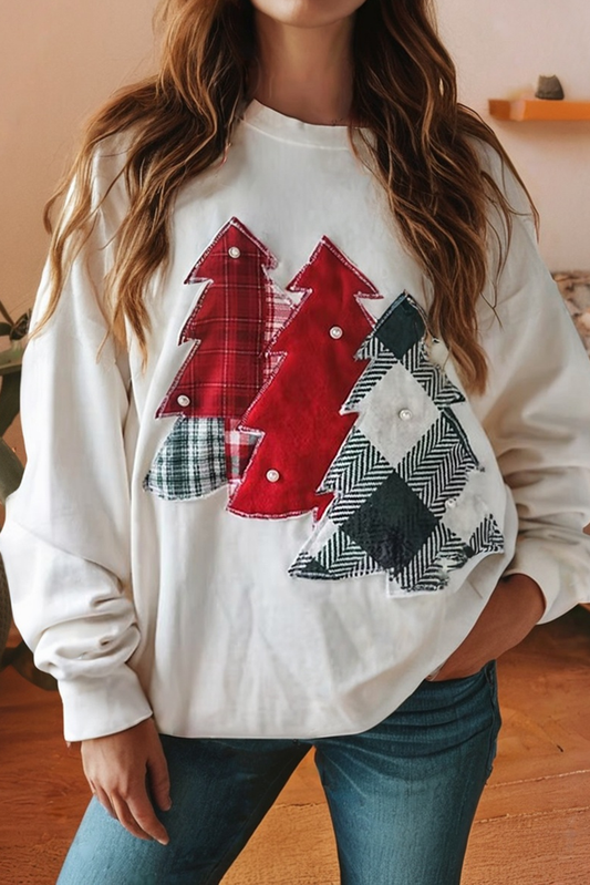 Plaid & Pearl Christmas Tree Sweatshirt