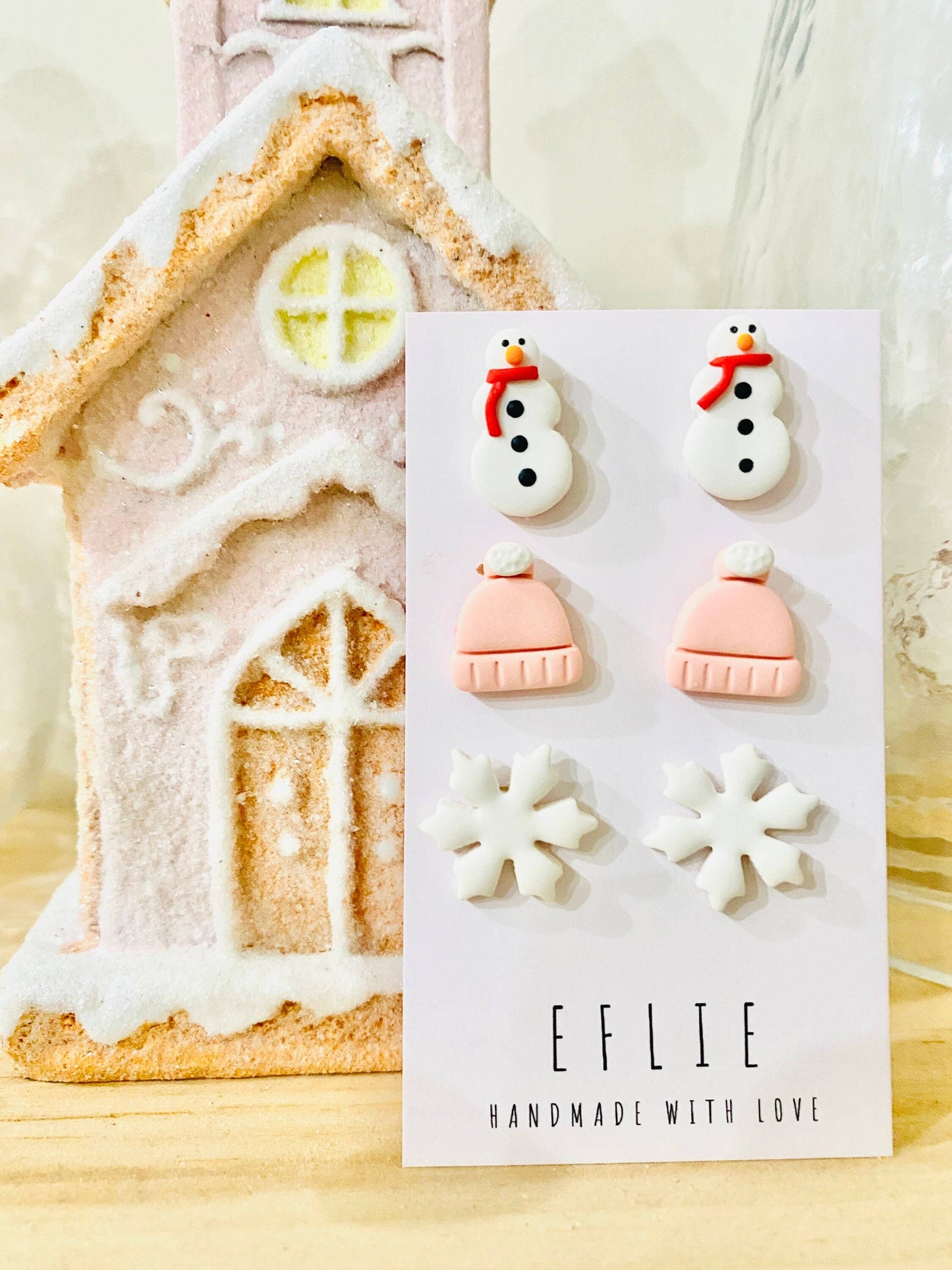 Winter Stud Earrings Set | Snowman, Bean Hat, Snowflake