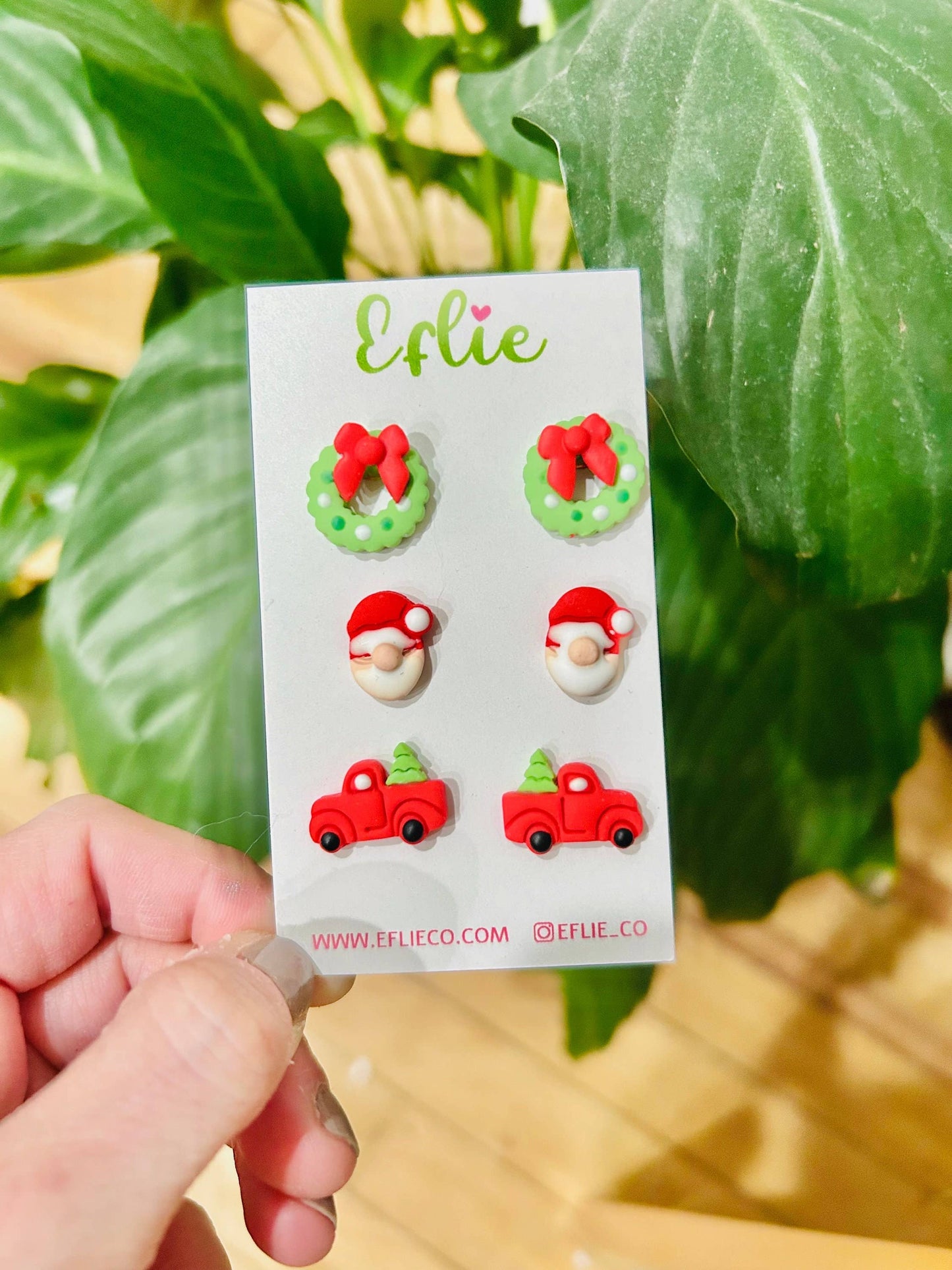 Christmas Santa, Wreaths & Tree Studs Set