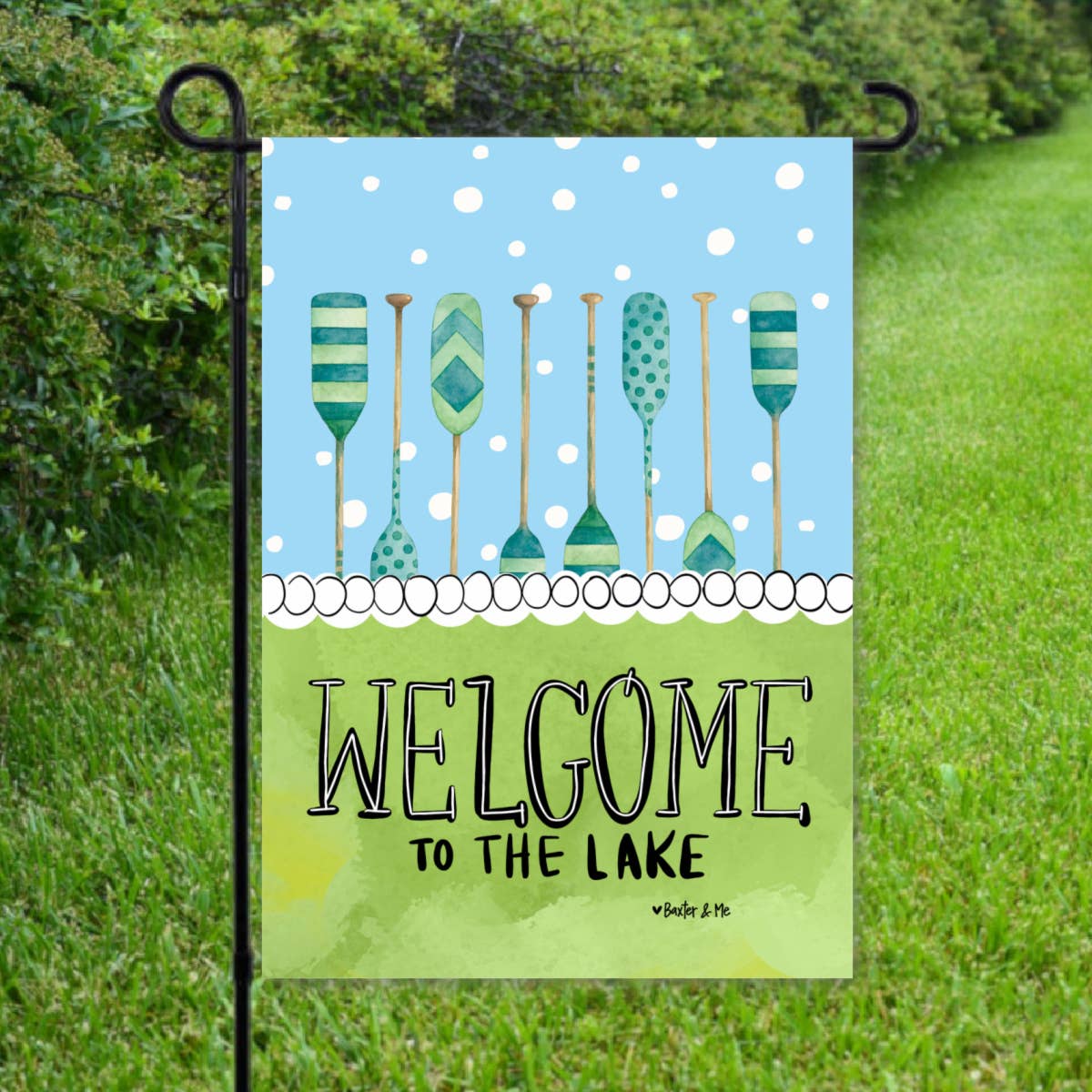 Welcome to the Lake Paddle Garden Flag — double-sided lake house summer outdoor porch decor