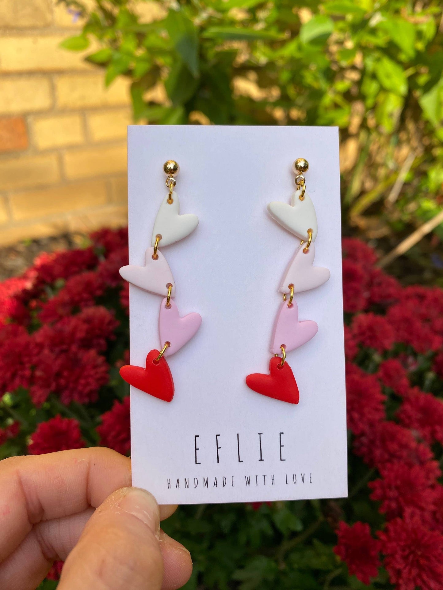 Sweat Heart Dangle Pink & Red Earrings