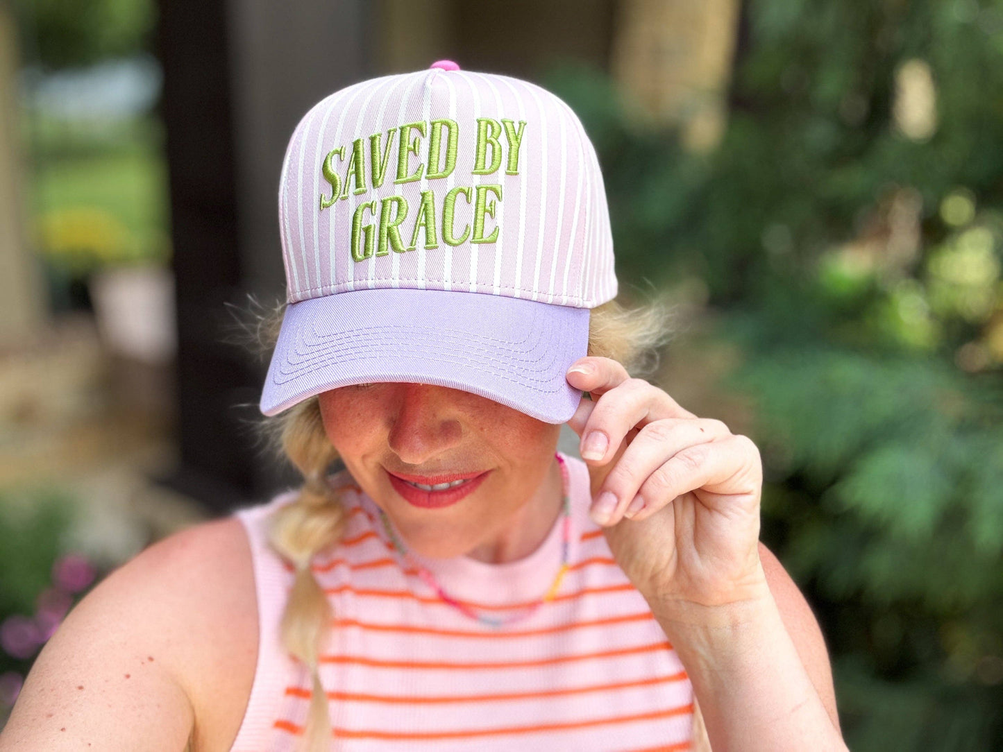 Saved By Grace Embroidered Faith Snapback Hat