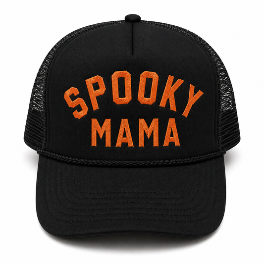 Spooky Mama Black Halloween Trucker Hat