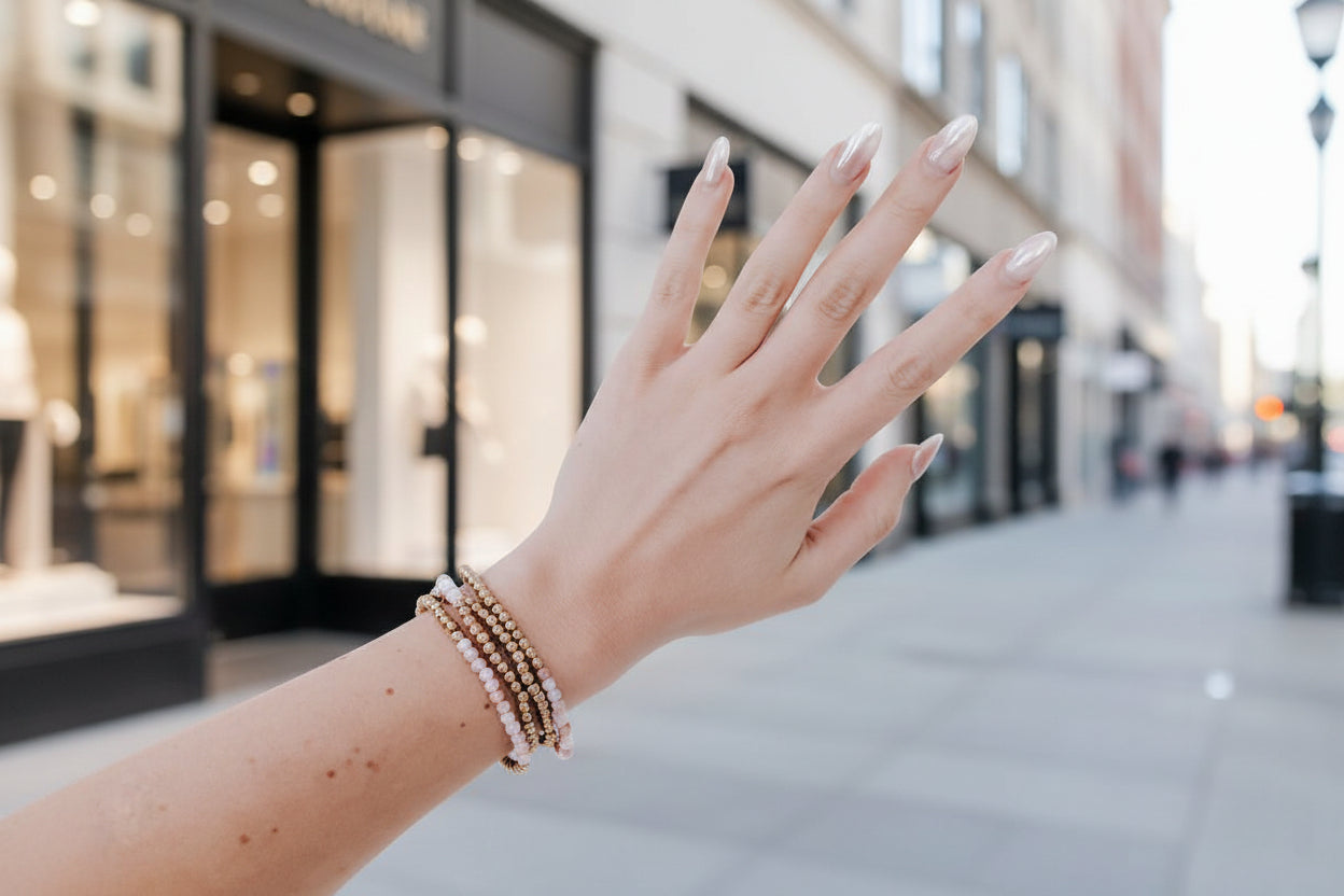Avary Glass and Metallic Bead Bracelet