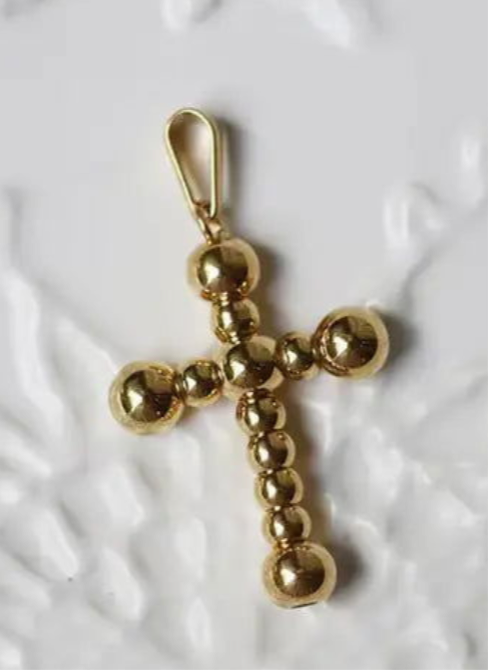 Large Beaded Cross Charm ~ Deep South Originals