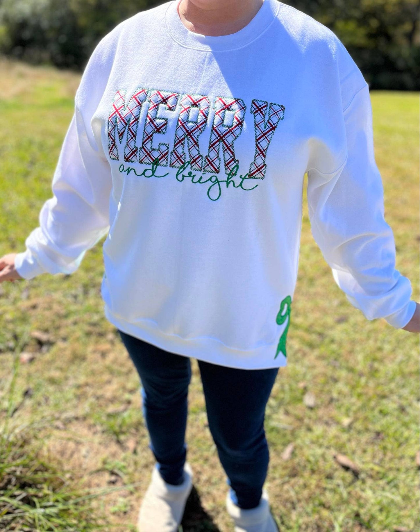 Merry and Bright Side Bow Sweatshirt